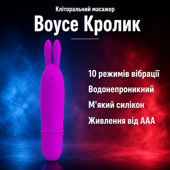 Кліторальний вібратор масажер для жінок Boyce Кролик — 10 режимів, силіконовий, водонепроникний, компактний