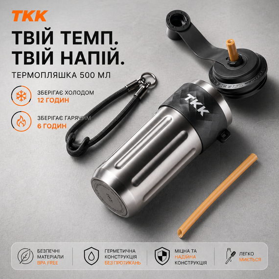 Термос-пляшка для напоїв з трубочкою 500 мл. нержавіюча сталь сірий | Зображення 2