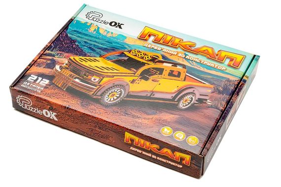 Конструктор Puz-00931"Пікап" дерев'яний, 212 дет., р.28,5x12x11 см PuzzleOK | Зображення 3