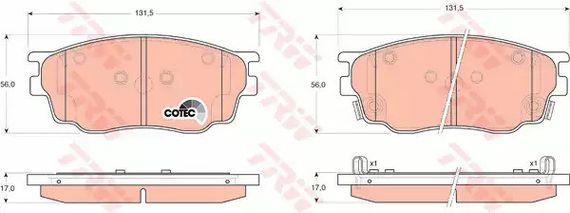 Колодки гальмівні дискові MAZDA 6, TRW (GDB3309)
