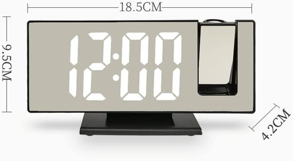 Годинник настільний із проєкцією часу на стелю з LED-дисплеєм і будильником | Зображення 1
