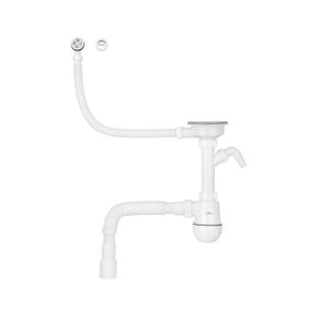 Сифон для кухонної мийки Kroner KRP KS02R-1WHI 3 1/2"х40/50 мм з відводом для пральної машини, з круглим перел