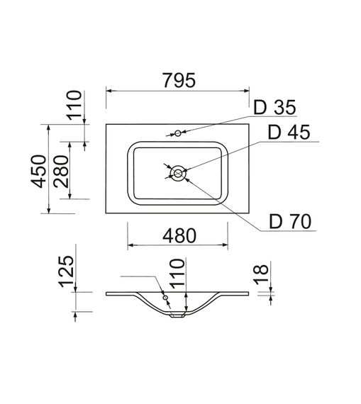 Раковина накладна Adamant FRATE, прямокутна (100002888) | Зображення 4