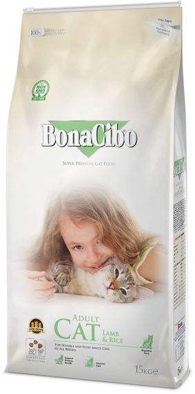 Сухий корм з ягнятком для котів BonaCibo Cat Adult Lamb & Rice, 15 кг | Зображення 1