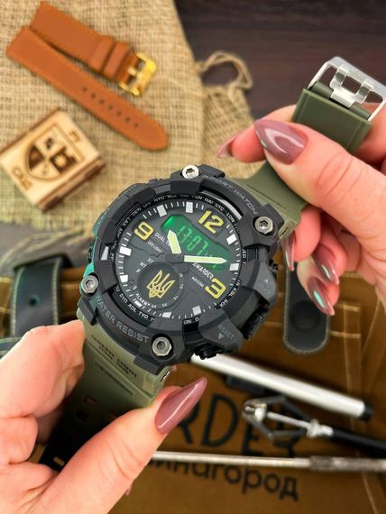 Тактичний Чоловічий годинник Awarder 003 Тризуб золото Army Green-Black 1202-0117 | Зображення 2