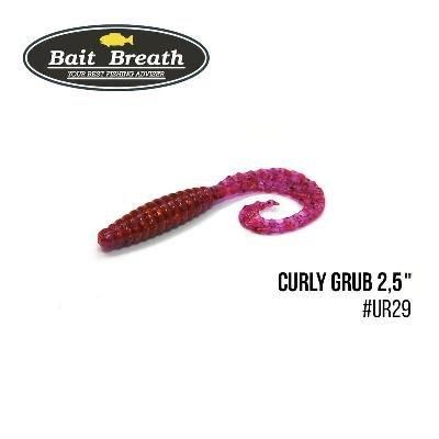Силіконова приманка, Їстівний силікон Bait Breath Curly Grub 2,5" (12шт) (Ur29  Chameleon／Red・seed)