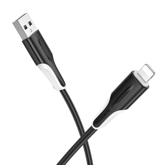 Дата кабель Borofone BX119 New USB to Lightning 2.4A (1m) Black | Зображення 1