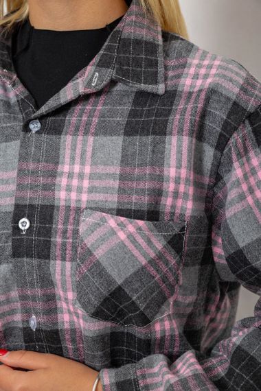 Рубашка женская в клетку, цвет серый, 244R1070-2 | Зображення 5