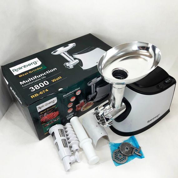 Мясорубка электрическая для мяса Rainberg RB-674 3000W, Мясорубка професиональна, Мясорубка BH-340 для овощей | Зображення 9