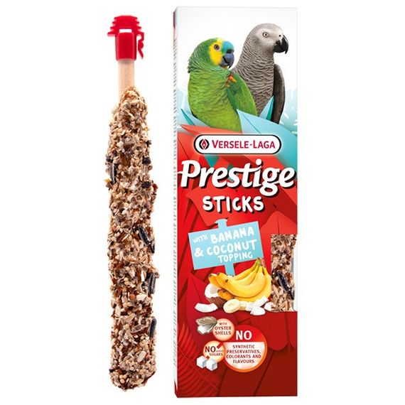 Лакомство для средних и крупных попугаев Versele-Laga Prestige Sticks Parrots Banana & Coconut Topping, 2 шт х 70 гр