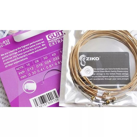 Струны Ziko ФОСФОР-БРОНЗОВЫЕ для акустической классической гитары 012-053 | Зображення 4