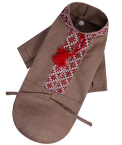 Вишиванка з китицями коричнева RUB-59