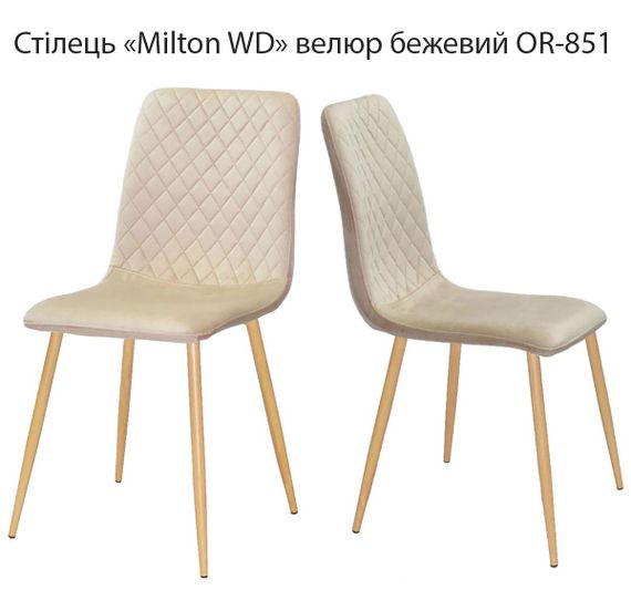 Обідній стілець Milton WD металеві ніжки термодрук під дерево, м'яка оббивка велюр | Зображення 3