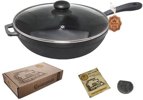 Сковорода-сотейник чавунна "Наша Майстерня" Ø28см з литою ручкою, зі скляною кришкою | Зображення 1