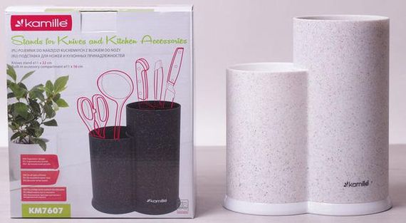 Колода для ножів Kamille Brash Stand подвійна 22см пластикова | Зображення 5