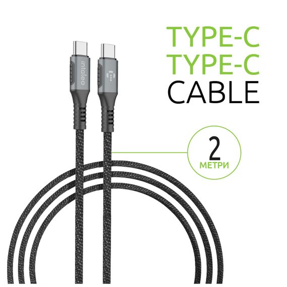 Дата кабель USB-C to USB-C 2.0m CBGPD100WTT2 100W Intaleo (1283126559570) | Зображення 2