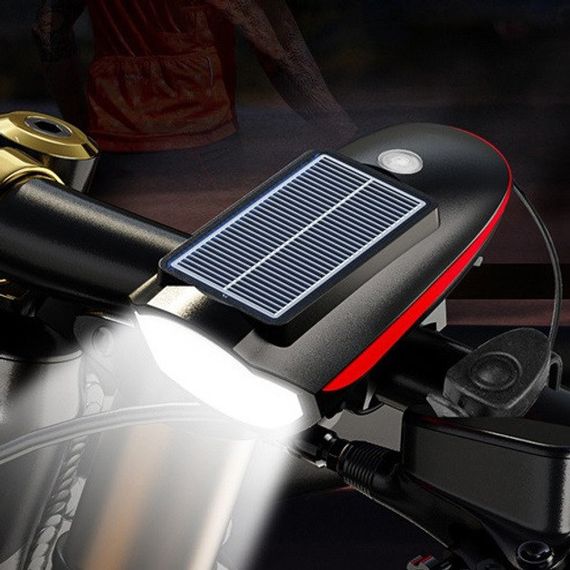 Велосипедний ліхтар 7599 із дзвінком на сонячній батареї, АКБ Li-Ion, водонепроникний акумуляторний | Зображення 4