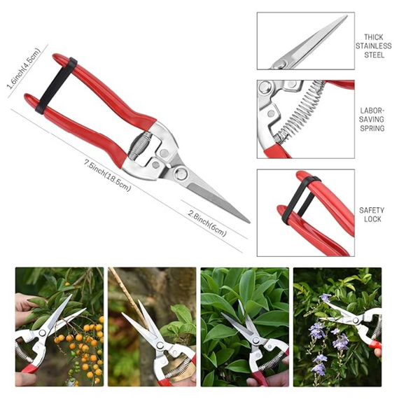 Секатор HAONONGFU, садові ножиці з хромовим покриттям лез, для обрізання рослин і догляду за садом | Зображення 6