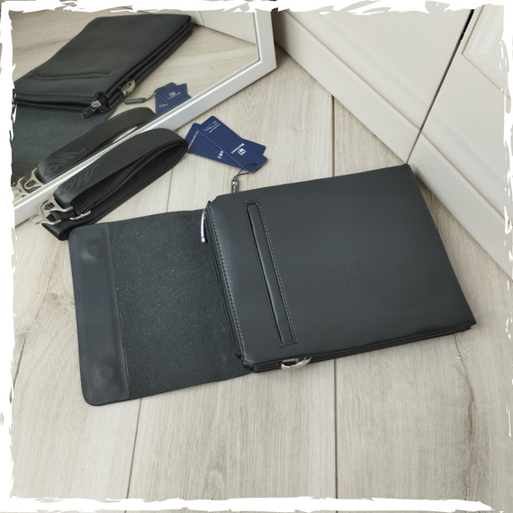 Сумка через плече чоловіча. Сумка чоловіча з якісної екошкіри. Сумка чорна чоловіча | Зображення 4