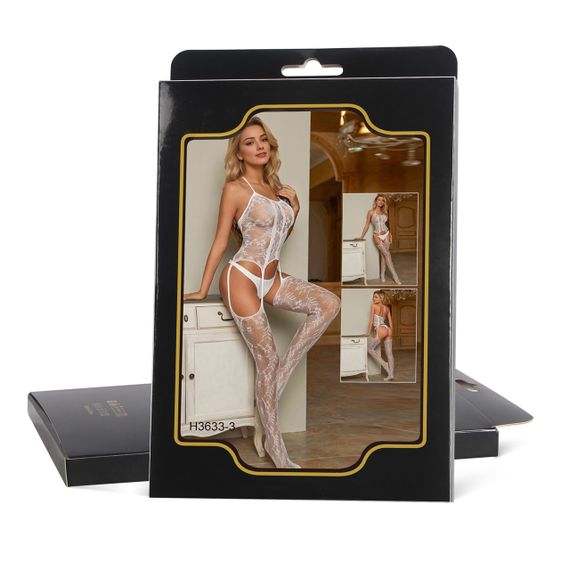 Комбинезон с узорами Star Night с имитацией чулок, белый, XS-M sexstyle | Зображення 4