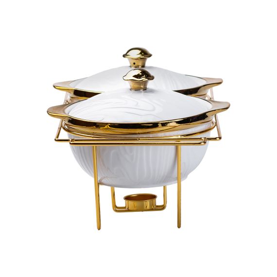 Марміт порцелянаовий на 2 секції по 1 л на металевій підставці HP1039 | Зображення 2