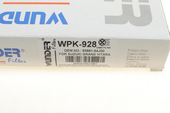 Фильтр салона Suzuki Grand Vitara 1.6-2.7 2.0HDI 98-05 угольный  WPK 928 | Зображення 3