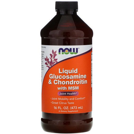 Препарат для суглобів та зв'зок NOW Foods Liquid Glucosamine & Chondroitin with MSM, 16 fl oz 473 ml NOW-03175