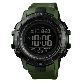 Модные мужские часы SKMEI 1475AG / Военные мужские наручные часы зеленые / WA-193 Противоударные часы