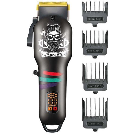 Машинка для стрижки волосся та бороди професійна VGR V-699 B з насадками та LED дисплеєм. Колір: чорний | Зображення 8