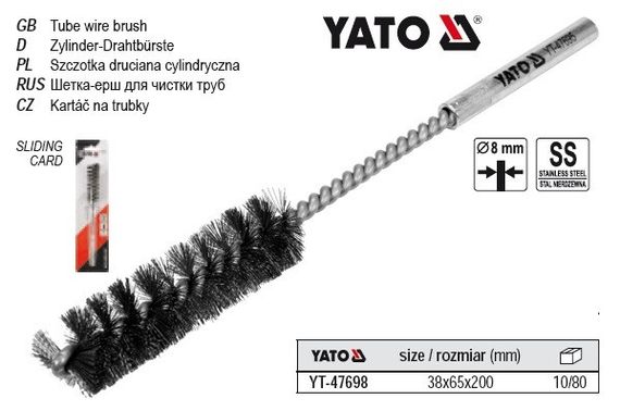 Щітка йорж дріт нержавіюча сталь Ø-38х65 мм ручка Польща YATO YT-47698 | Зображення 3