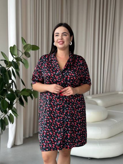 Шовкова сорочка на ґудзиках для дому PLUS SIZE | Зображення 3