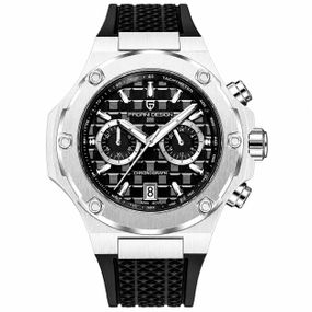 Чоловічий наручний годинник Pagani Design PD-YS032 Silver-White-Black на каучуковому ремінці