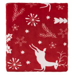 Плед Ardesto Christmas Flannel 160х200см, 100% поліестер, олені, червоний (ART0126PB)