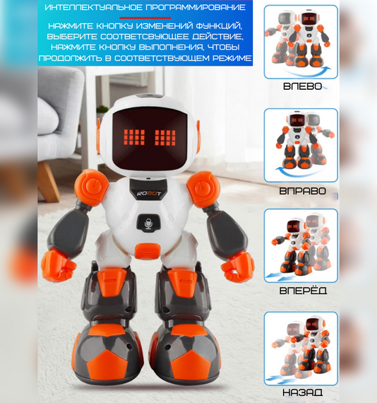 Игрушка Робот Интерактивный Говорящий Программируемый Робот На Радиоуправлении Со Светом и Звуком 3 in 1 | Зображення 8