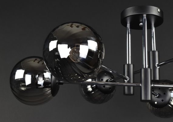 Люстра стельова на 6 лампочок 27761 Чорний 28х72х72 см. | Зображення 1