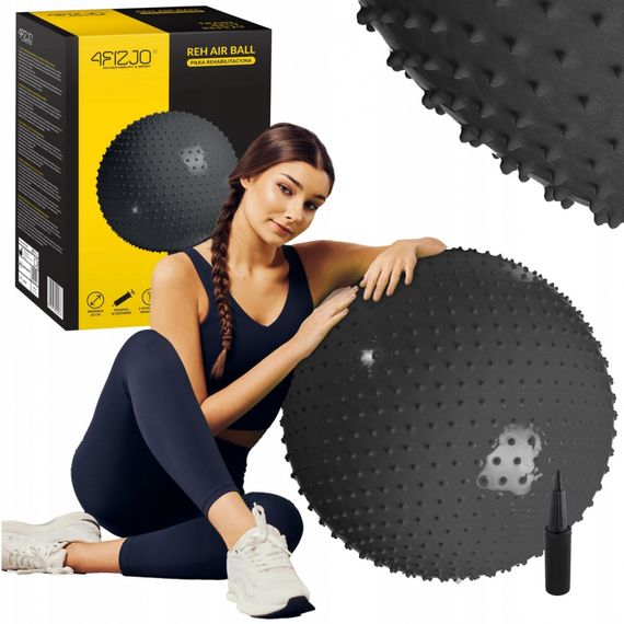 М'яч для фітнесу (фітбол) 4FIZJO 65 см масажний Anti-Burst 4FJ0618 Black (P-5905973400237)