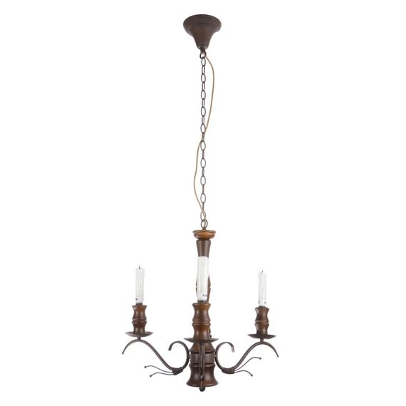 Люстра подвесная деревянная свеча E14 60W BR (BKL-400S/3)