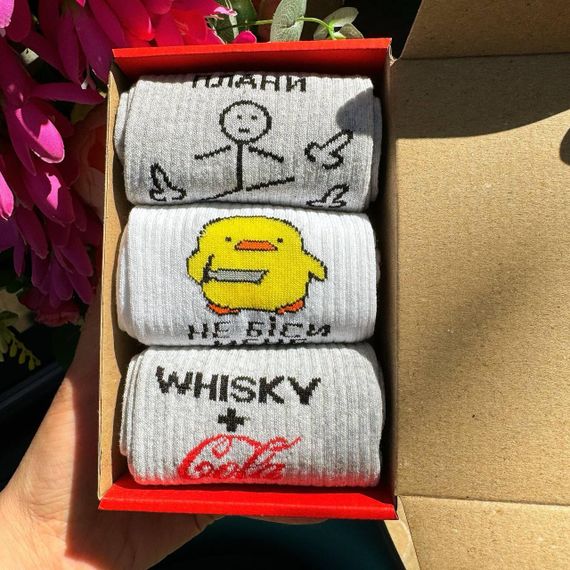 Подарочный набор мужских носков в коробке размер 40-45 3 пары цвет серый  ч3бокс042 | Зображення 3