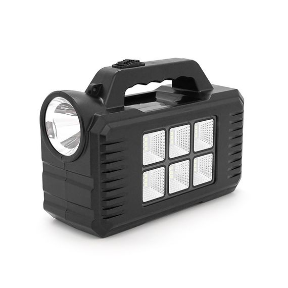 Переносний ліхтар GD-8077+ Solar, 1+1 режим, вбудований акум, 3 лампочки 3W, USB вихід, Black, Box | Зображення 2
