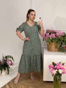 Жіноча сукня  колір зелений р.58 437346