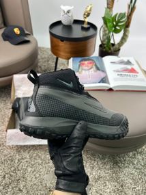 Зимние мужские кроссовки ACG Mountain Fly Black Grey Red Fur , Вьетнам