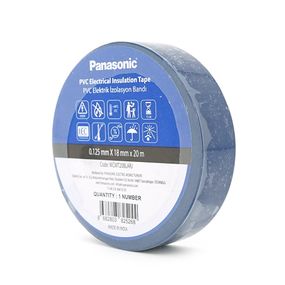 Ізолента ПВХ PANASONIC 0,125мм * 18мм * 20м (синя), діапазон робочих температур: від 0 ° С до + 90 ° С, Вогнестійка, 8 штук в