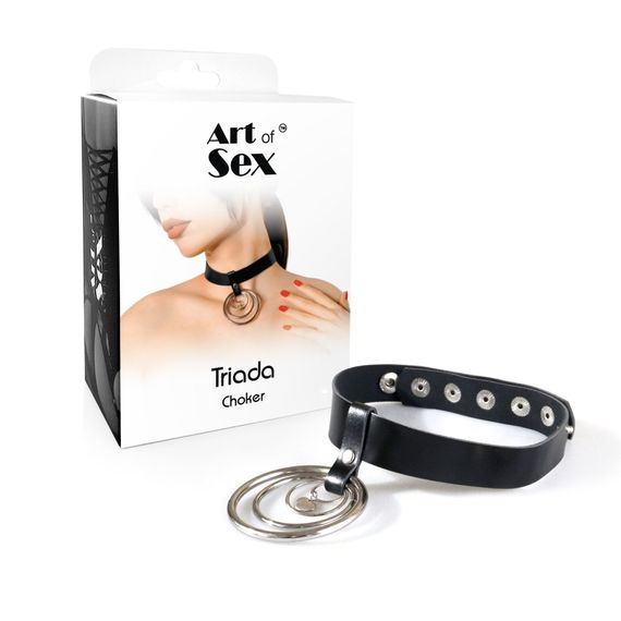 Чокер из натуральной кожи Art of Sex - Triada, цвет черный | Зображення 2