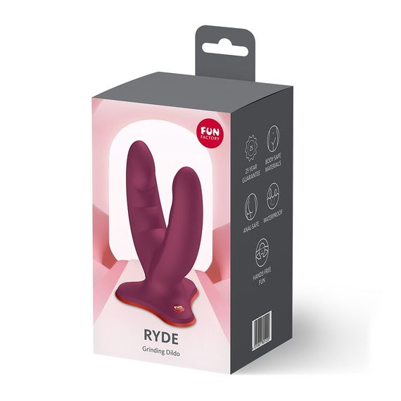 Подвійний фалоімітатор Fun Factory RYDE Wine Red, гнучкі стовбури, присоска | Зображення 6