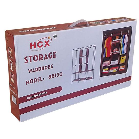 Шафа тканинна 3 секції складана з каркасом STORAGE WARDROBE 175 х 130 х 45 см Каркасна. Колір: синій | Зображення 2