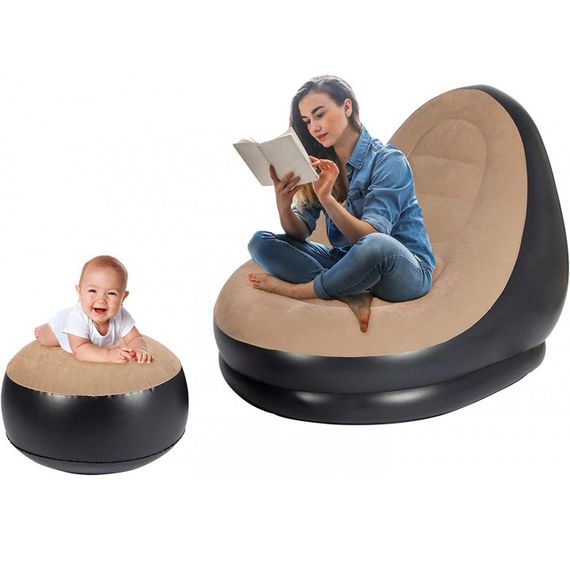 Надувное кресло с пуфом для отдыха AIR SOFA велюровое GQ-63 | Зображення 4