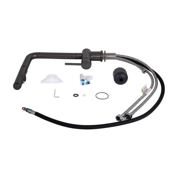 Смеситель для кухни Qtap Rozcesti с выдвижным изливом с подключением для питьевой воды QTROZ367GMB45942 Gunmetal Black PVD | Зображення 7