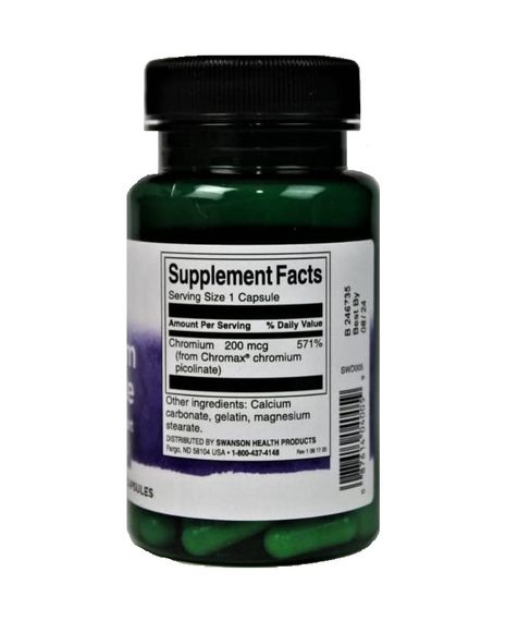 Микроэлемент Хром Swanson Chromium Picolinate 200 mcg 200 Caps | Зображення 1