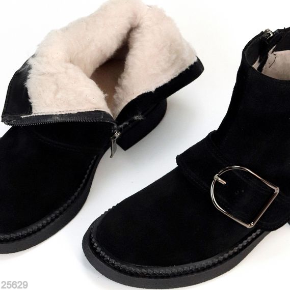 Стильные замшевые черные ботинки с утеплителем низкий ход | Зображення 1