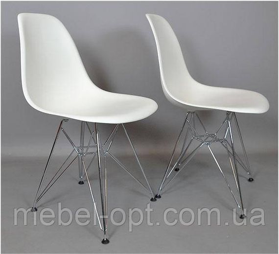 Стілець Eames DSR Chair сріблястий сірий пластик, хромовані ноги, дизайн Charles & Ray Eames | Зображення 4